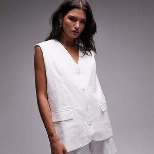 Topshop NEW linen blend vest